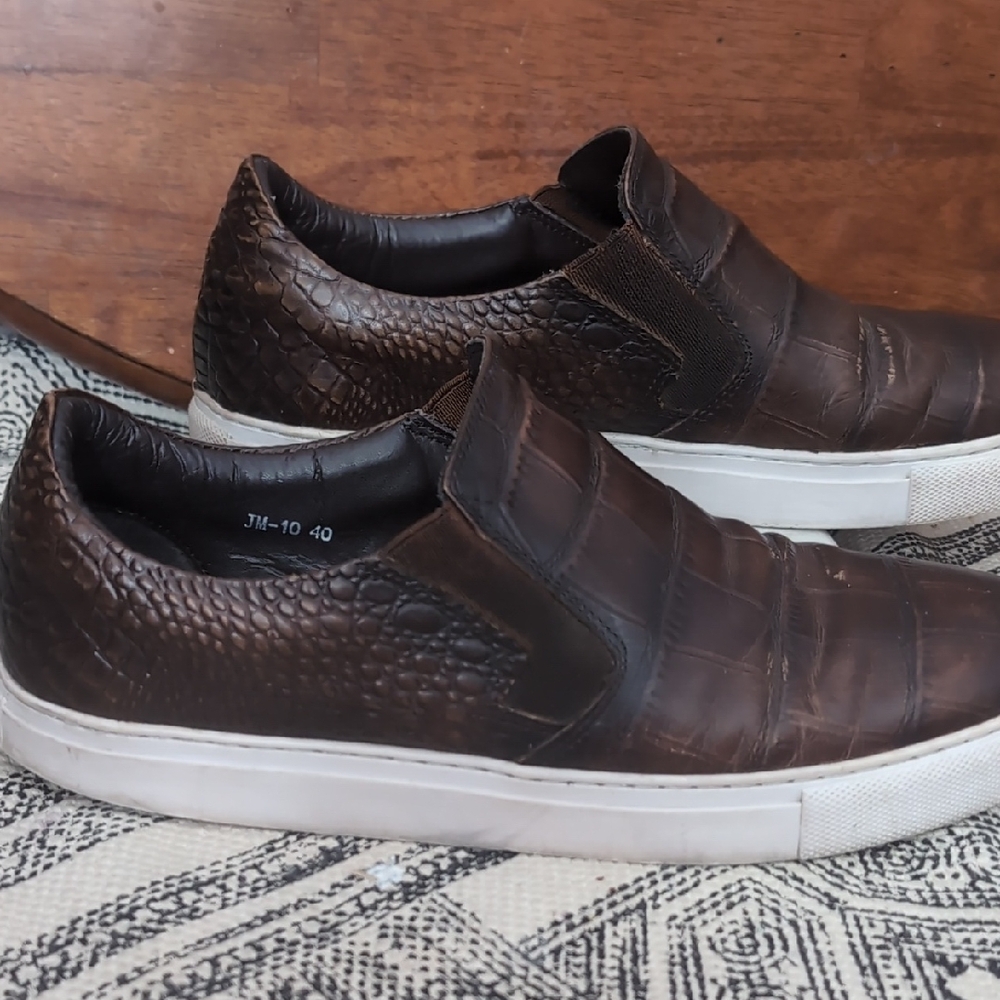 Crocodile Men's Brown Slip-On Sneakers
